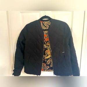 Reversible Element black and orange printed quilted jacket size small